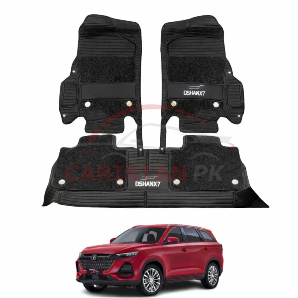 Changan Oshan X7 Premium 9D Floor Mats Black With Black Grass