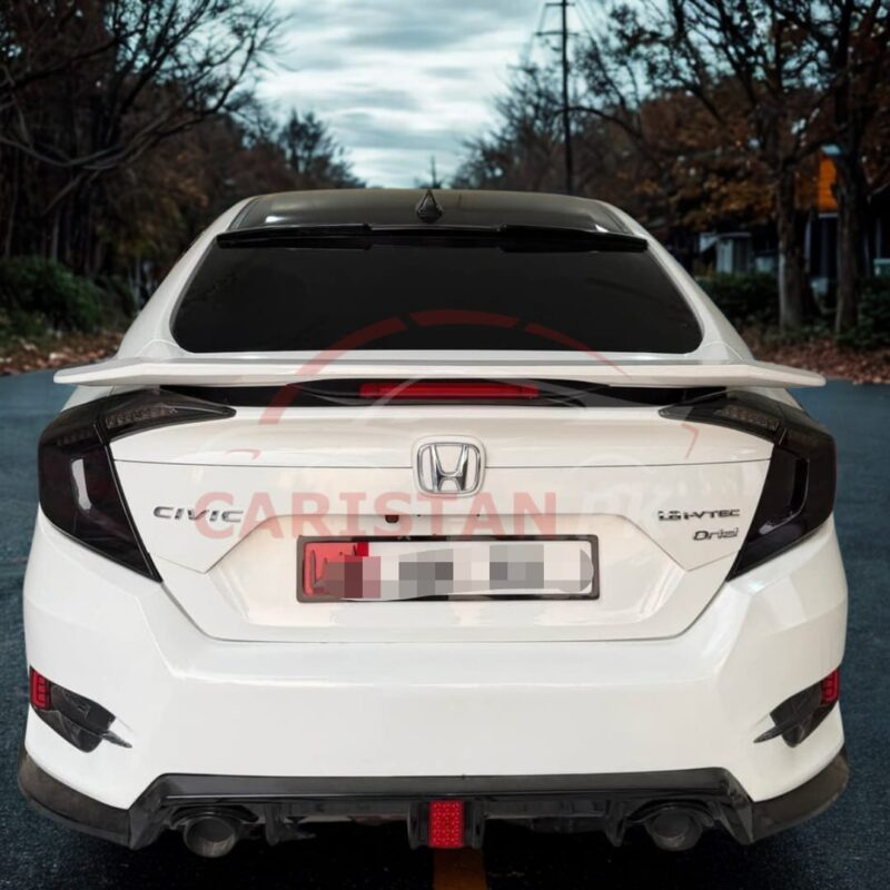 Honda Civic X Rear Bumper Diffuser With Square Light 2016-21 3