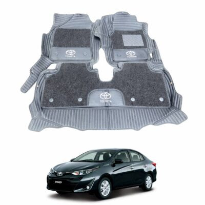 Toyota Yaris Premium 9D Floor Mats Black With Black Grass
