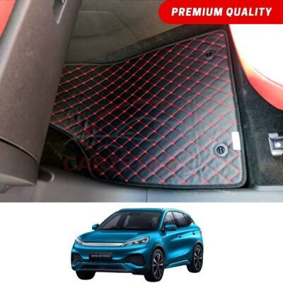 BYD Atto 3 Flat Style 7D Floor Mats Black With Red Stitch