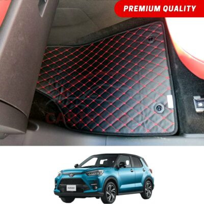 Toyota Raize Flat Style 7D Floor Mats Black With Red Stitch