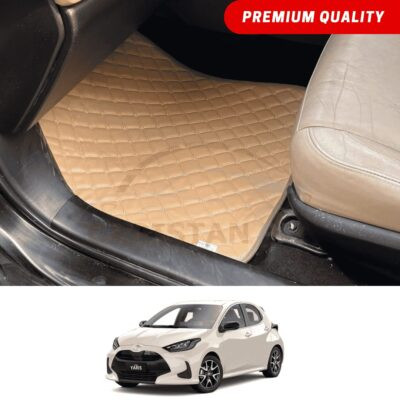 Toyota Yaris Japanese Hatchback Flat Style 7D Floor Mats Beige Stitch 2020-25