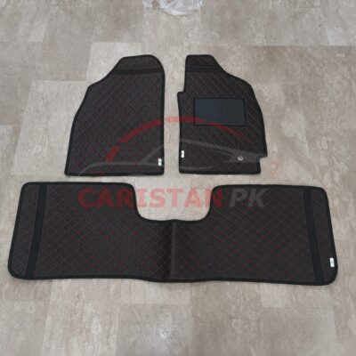 Mitsubishi Lancer Flat Style 7D Floor Mats Black With Red Stitch 2004-08 2