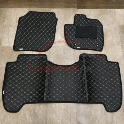 Honda Vezel Flat Style 7D Floor Mats Black With Beige Stitch 1