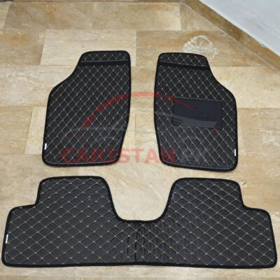 Suzuki Alto Flat Style 7D Floor Mats Black With Beige Stitch 2000-08 2