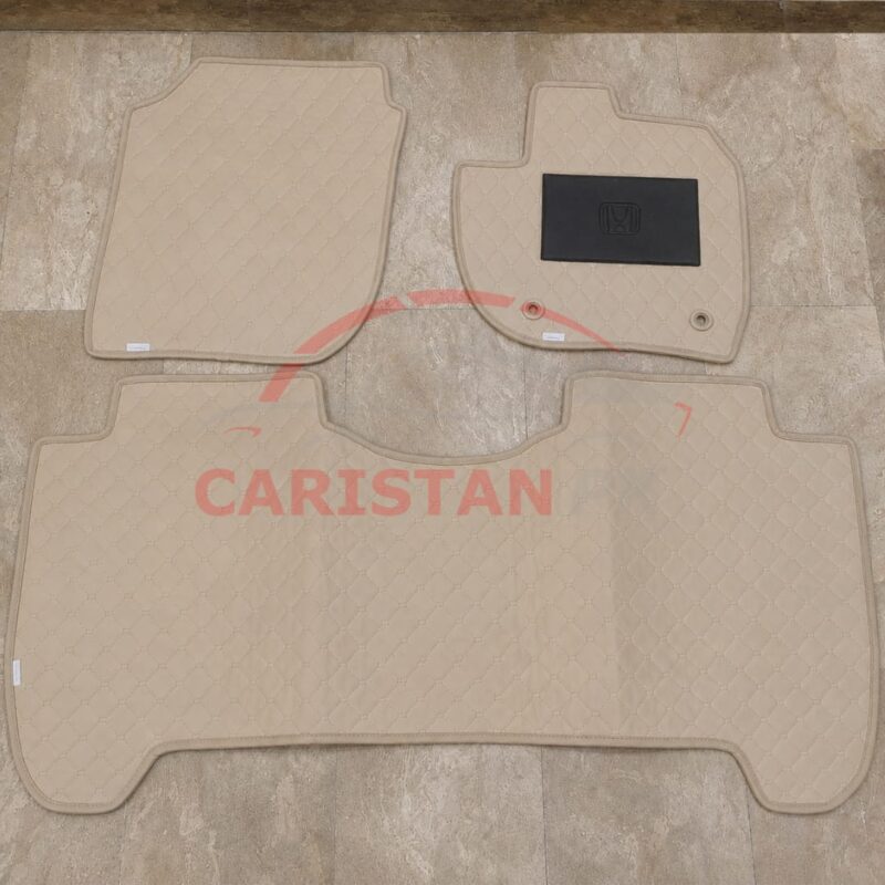 Honda Vezel Flat Style 7D Floor Mats Beige Stitch 2