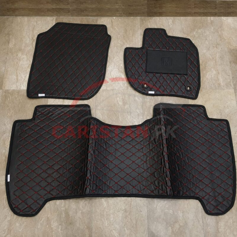 Honda Vezel Flat Style 7D Floor Mats Black With Red Stitch 2