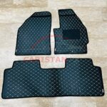 Toyota Prius Flat Style 7D Floor Mats Black With Beige Stitch 2010-17 2