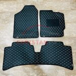 Toyota Aqua Flat Style 7D Floor Mats Black With Beige Stitch 2011-16