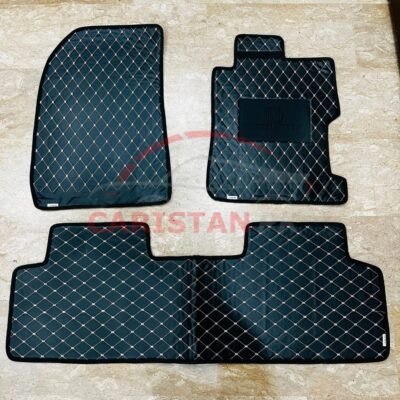Honda Civic Reborn Flat Style 7D Floor Mats Black With Red Stitch 2