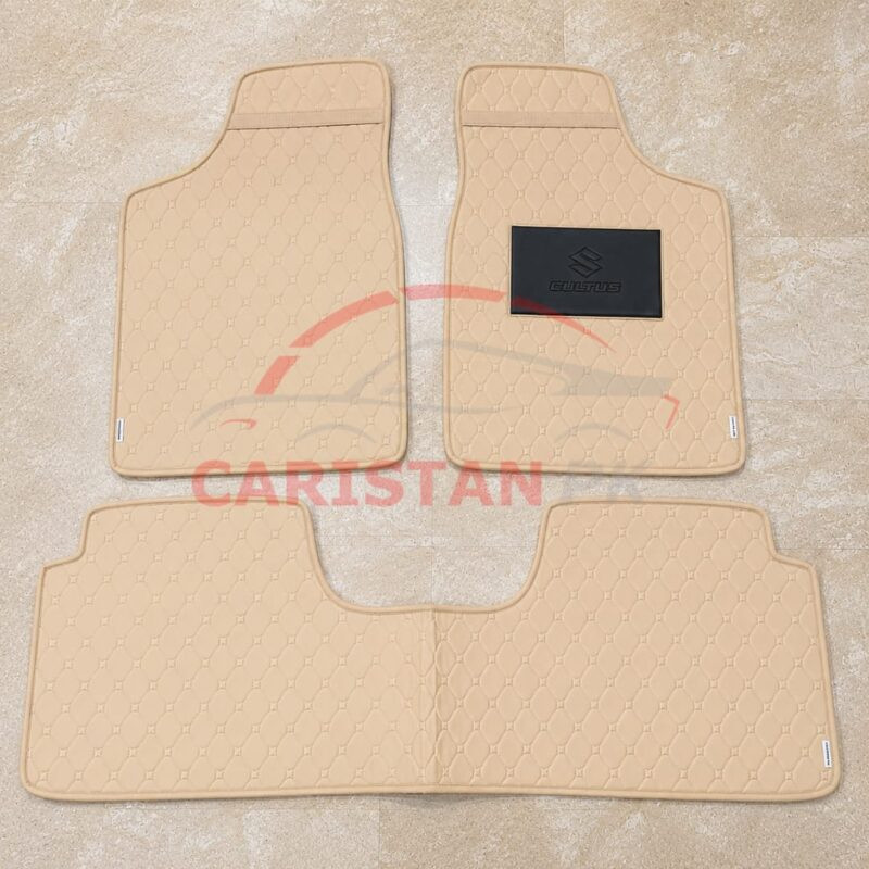 Suzuki Cultus Flat Style 7D Floor Mats Beige Stitch 2002-16 2