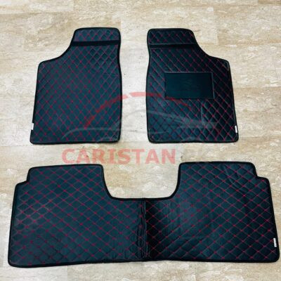 Suzuki Cultus Flat Style 7D Floor Mats Black With Red Stitch 2017-26 2