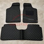 Suzuki Cultus Flat Style 7D Floor Mats Black With Beige Stitch 2002-16 2