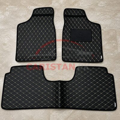 Suzuki Cultus Flat Style 7D Floor Mats Black With Beige Stitch 2002-16 2