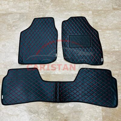 Suzuki Baleno Flat Style 7D Floor Mats Black With red Stitch 2