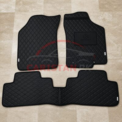 Suzuki Swift Flat Style 7D Floor Mats Black With Red Stitch 2007-21 2