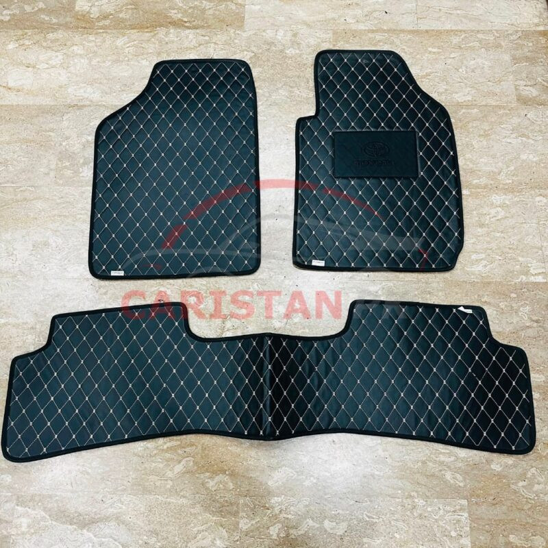 Toyota Corolla Flat Style 7D Floor Mats Black With Beige Stitch 2011-13