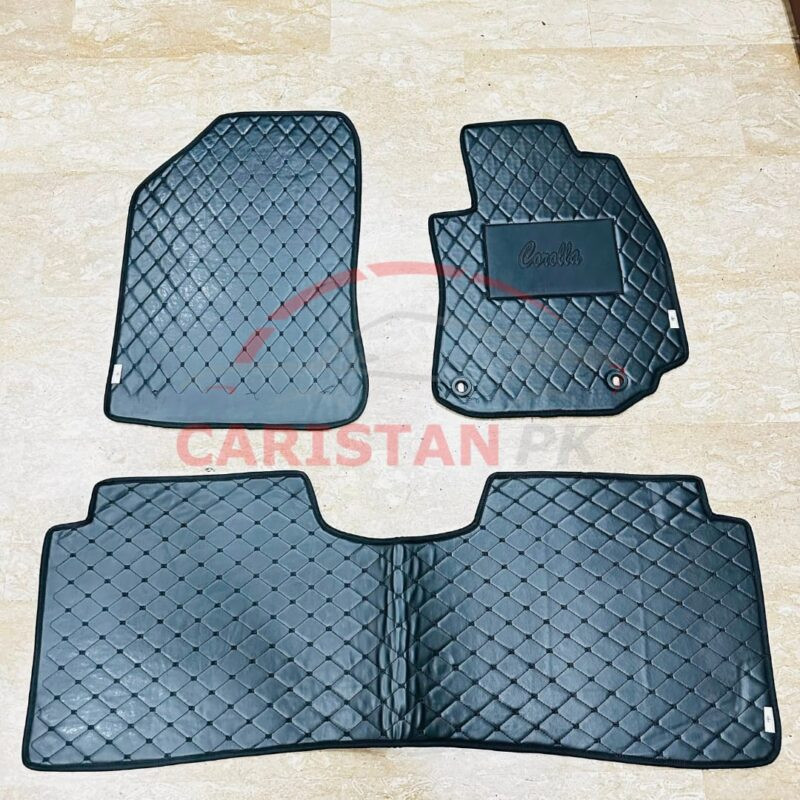 Toyota Corolla Flat Style 7D Floor Mats Black 2014-16 2