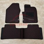 Toyota Prius Flat Style 7D Floor Mats Black With Red Stitch 2005-09 1