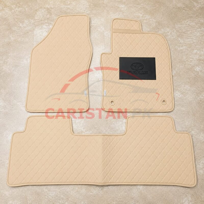 Toyota Prius Flat Style 7D Floor Mats Beige Stitch 2005-09