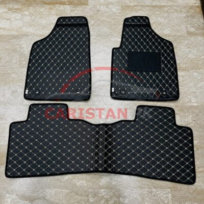 MG ZS Flat Style 7D Floor Mats Black With Beige Stitch
