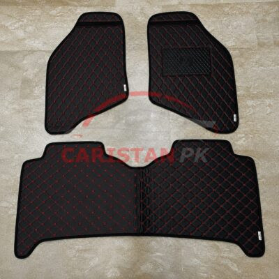 Honda City Flat Style 7D Floor Mats Black With Red Stitch 2004-06 2