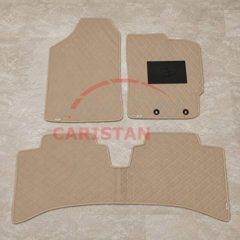 Toyota Aqua Flat Style 7D Floor Mats Beige Stitch 2011-16 2