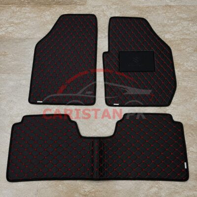 Suzuki Cultus Flat Style 7D Floor Mats Black With Red Stitch 2017-26 2