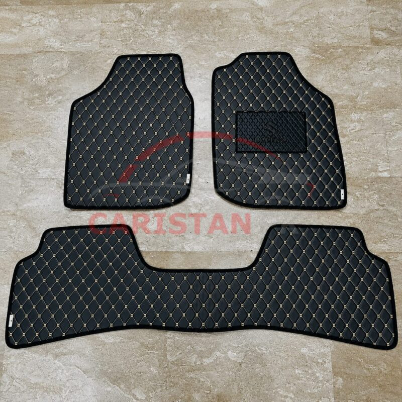 Suzuki Baleno Flat Style 7D Floor Mats Black With Beige Stitch 2