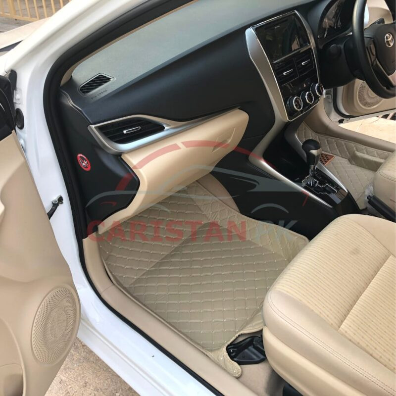 Toyota Yaris 7D Floor Mats Beige Hard Design