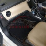 Toyota Corolla Premium 9D Floor Mats Black With Orange Stitch 2014-26 2