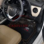 Toyota Corolla Premium 9D Floor Mats Black With Orange Stitch 2014-26