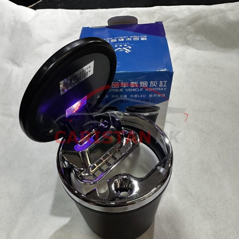 Portable Premium Carbon Fiber Car Ashtray With LED Light 3