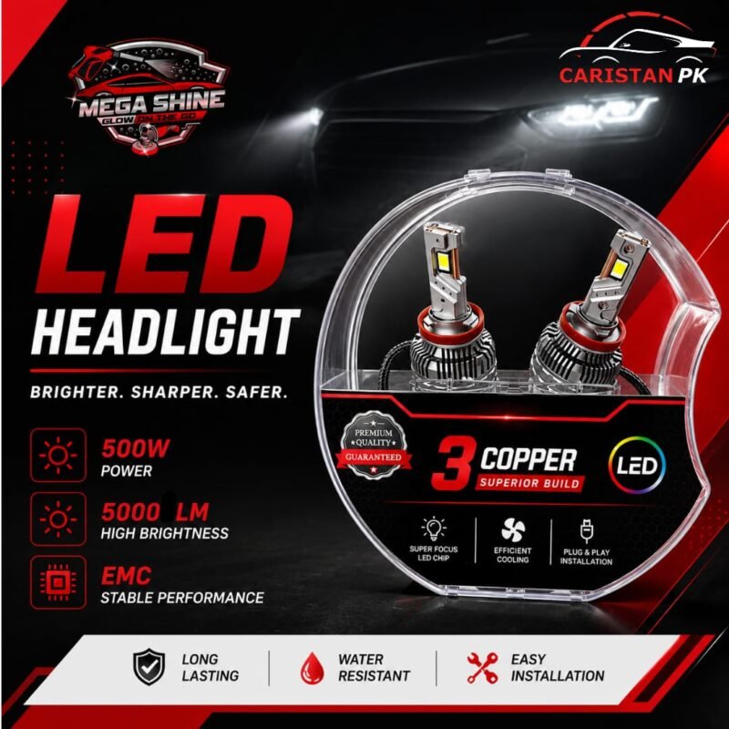 Mega Shine 3 Copper 500 Watts Super Bright LED Light H4 H11 9005