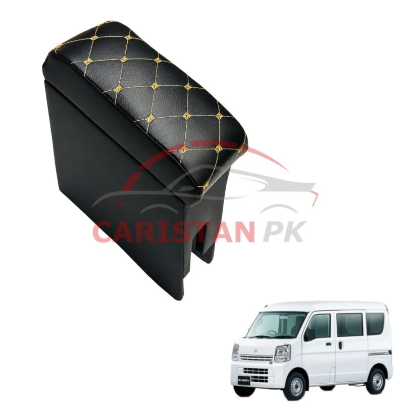 Suzuki Every Custom Fit Armrest Black With Beige Stitch 2007-18 Suzuki Every Custom Fit Armrest Black With Beige Stitch 2007-18
