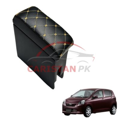 Daihatsu Mira Custom Fit Armrest Black With Beige Stitch 2012-16