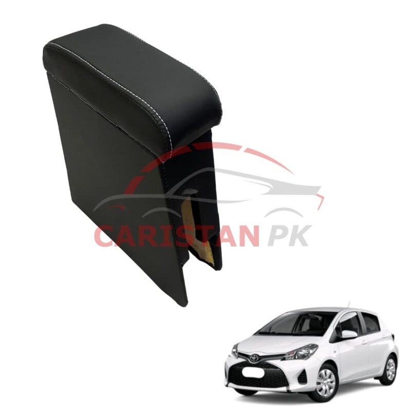 Toyota Vitz Custom Fit Car Wooden Armrest Matt Black White 2017-23