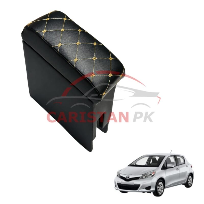 Toyota Vitz Custom Fit Armrest Black With Beige Stitch 2011-16