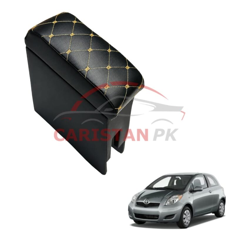 Toyota Vitz Custom Fit Armrest Black With Beige Stitch 2006-10