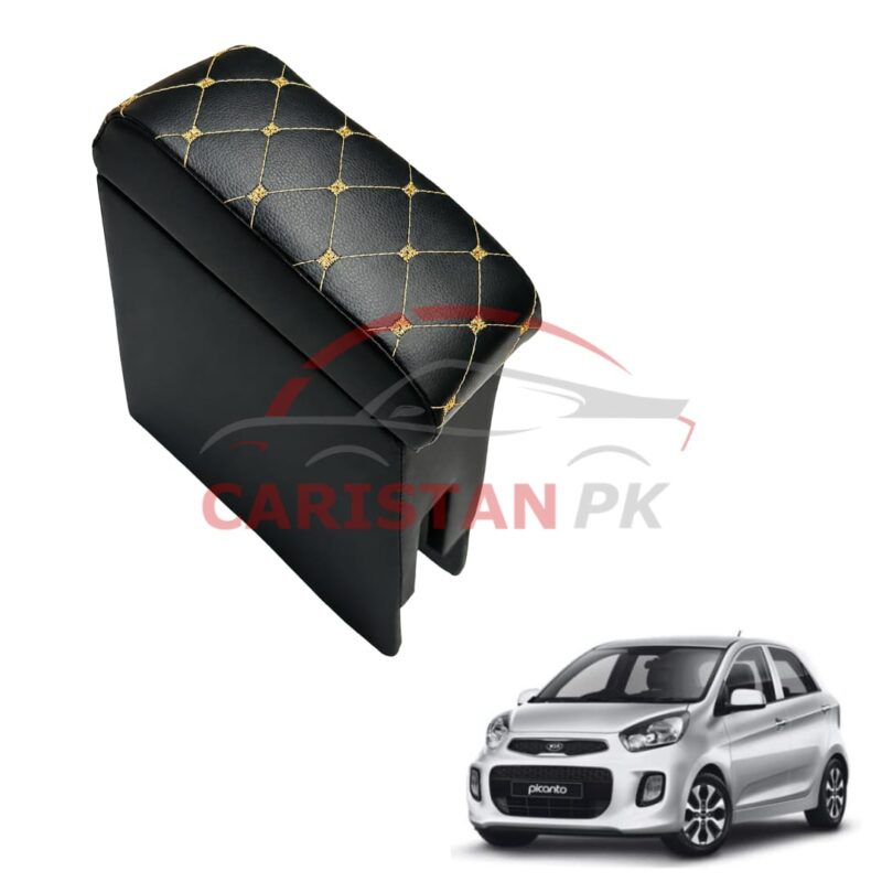 KIA Picanto Custom Fit Armrest Black With Beige Stitch