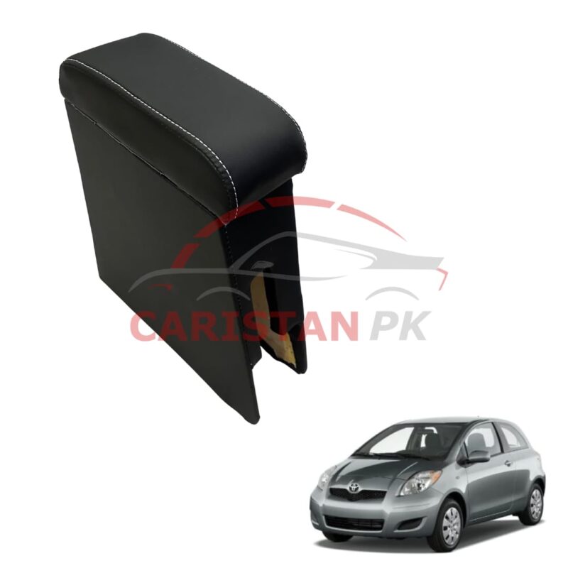 Toyota Vitz Custom Fit Car Wooden Armrest Matt Black White 2011-16
