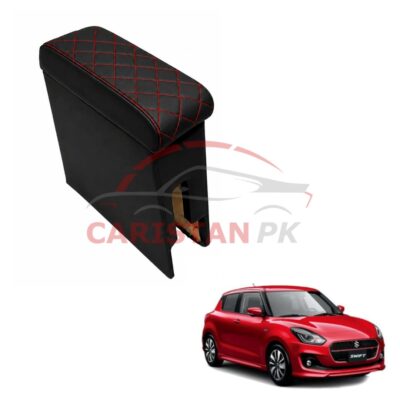 Suzuki Swift Custom Fit Arm Rest Black With Red Stitch 2022 Model & Onwards
