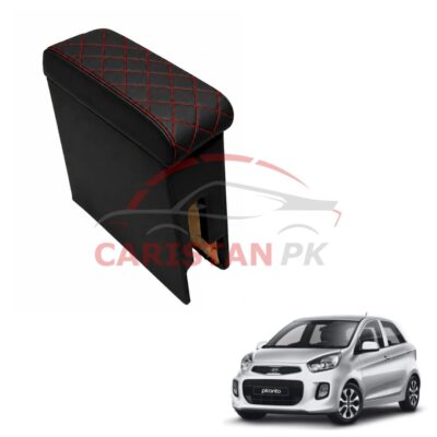 KIA Picanto Custom Fit Arm Rest Black With Red Stitch
