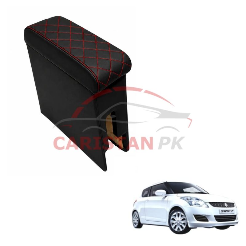 Suzuki Swift Custom Fit Arm Rest Black With Red Stitch 2007-21
