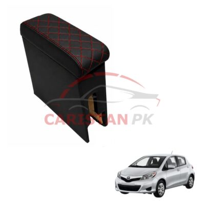 Toyota Vitz Custom Fit Arm Rest Black With Red Stitch 2011-16