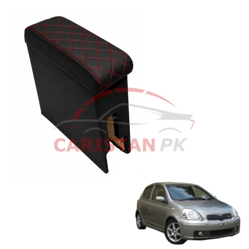 Toyota Vitz Custom Fit Arm Rest Black With Red Stitch 2000-05
