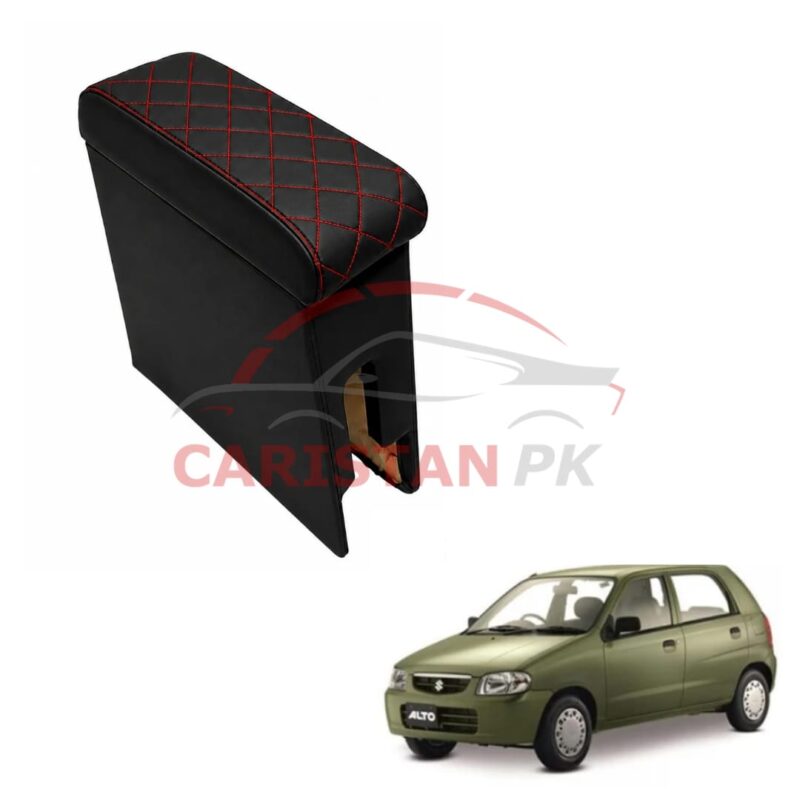 Suzuki Alto Custom Fit Arm Rest Black With Red Stitch 2000-08 Suzuki Alto Custom Fit Arm Rest Black With Red Stitch 2000-08