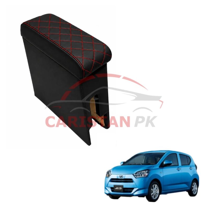 Daihatsu Mira Custom Fit Arm Rest Black With Red Stitch 2017-23