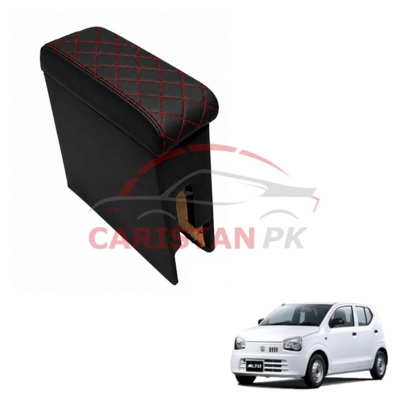 Suzuki Alto Custom Fit Arm Rest Black With Red Stitch 2017-26