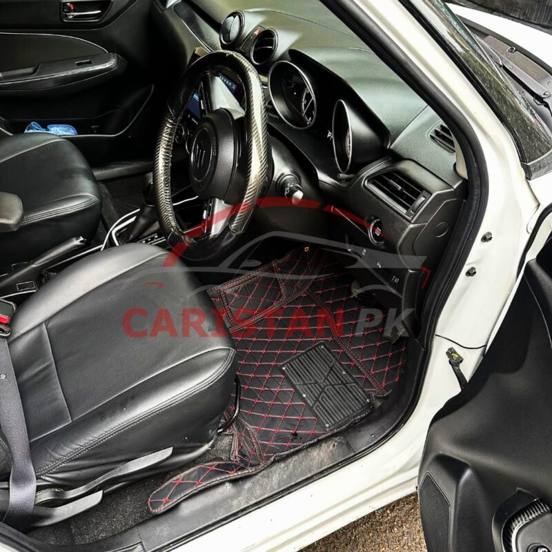 Suzuki Swift 7D Floor Mats Black With Red Stitch 2022-26 2